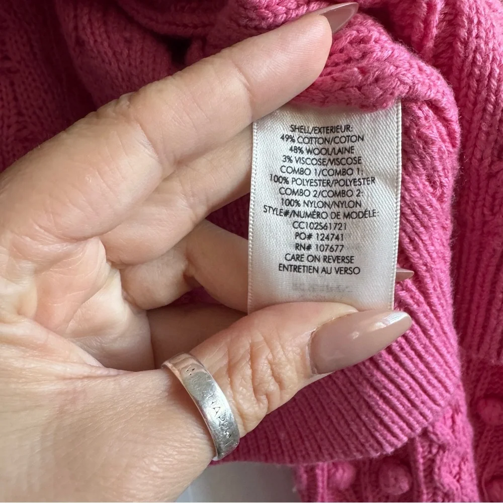 Alice + Olivia Pink Kitty Puff-Sleeve Cardigan Size Large - Picture 6 of 11